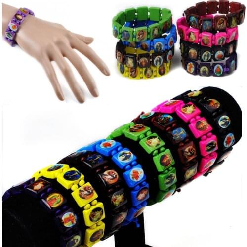 100pcs/lot mix colors Religious Jesus Saints Stretch Wooden Bracelet Catholic Bangle Crucifix Holy free shipping