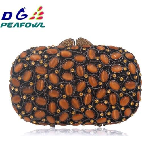 Elegant Pink Diamond Hollow Out Evening Clutches Bag Women Fashion Wedding Party Handbag Purse Bridal Crystal Clutch