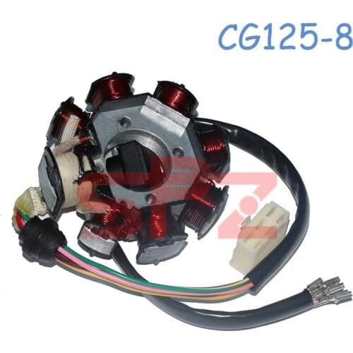 Motorcycle 12V 8 pole electromagnetic stator coil flywheel suitable for CG125 150cc 200cc 250cc engine off-road motorcycle kart
