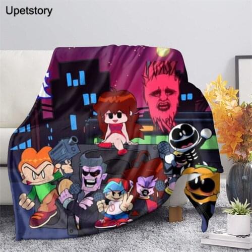Upetstory Fleece Blanket Japan Cartoon Print Friday Night Funkin Blankets for Beds Winter Thick Warm Blankets Bed Throw Quilt
