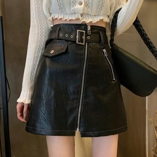 Fp321 2019 new autumn winter women fashion casual sexy Skirt kawaii plus size skirt PU leather korean kawaii