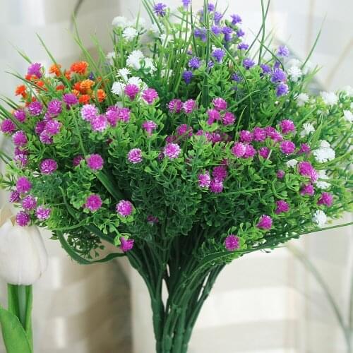 New 1 x artificial DIY Plant Home Decor Green Plastic Flower Fake Plants Wedding Artificial Eucalyptus Grass Garden Ornaments