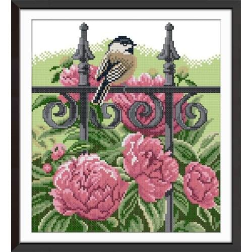 Joy Sunday New Arrival Bird on The Fence Needlework DMC DIY Handmade11&14CT Cross Stitch Sets For Embroidery Kit Gift Room Decor