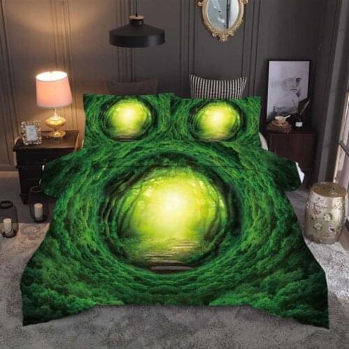 Magic Forest Ocean Beach Dolphin Scenery 3D Bedding Set Duvet Covers Pillowcases Single Double Quenn King Bedclothes