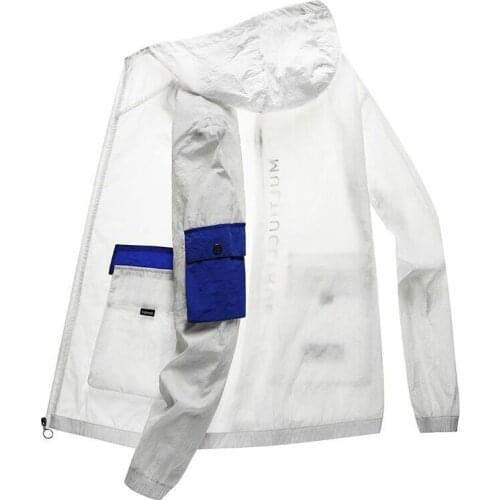 Mens Hooded Jacket Summer New Mens Sun Protection Thin Breathable Coats Casual Male Outdoor Sports Jackets Clothing