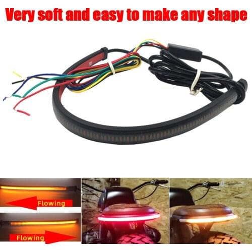Motorcycle Sequential Switchback Flowing LED Light Strip Bar LED Tail Brake Turn Signal Strip Lights Universal