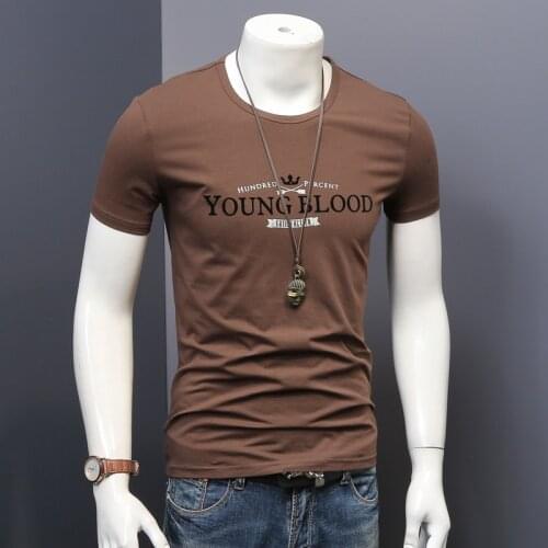 Summer New T Shirt Men Short Sleeve Tshirt Fashion Cotton O-Neck Letter Print Clothing