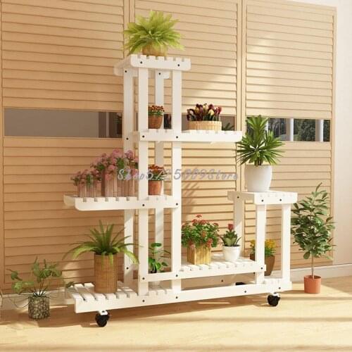 Multi-layer solid wood special offer indoor flower shelf home balcony flower shelf rack living room floor succulent flower pot r