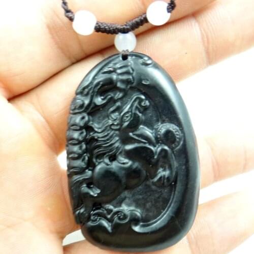 Natural stone Quartz crystal Chinese hand-carved statue of horse amulet pendant for diy jewelry making Necklace Accessories