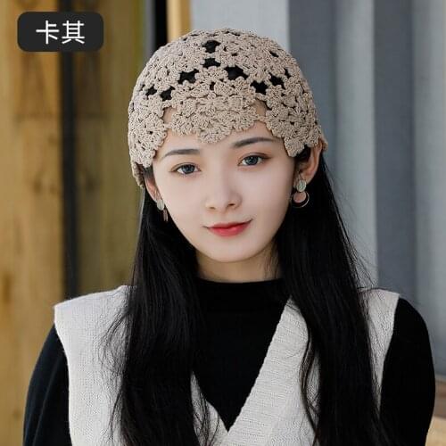 2021 New Spring Summer Thin Hollow Breathable Knitted Hat Tide Wool Melon Hat Hand-Woven Thread Knitted Hats
