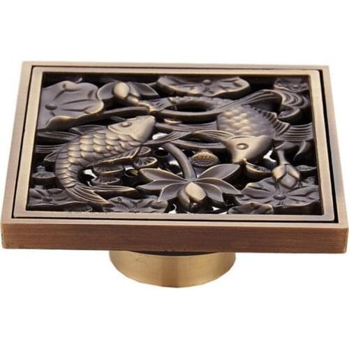 Whosale Or Retail Bathroom Shower Brass Floor Drains Strain Covers, Hot Sell European Antique Deodorant Floor Drain High-Quality