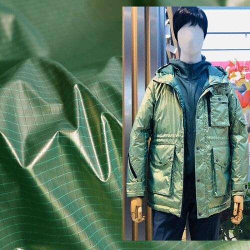 By Meter 100% Nylon Rip-Stop Fabric Plaid Glitter Cired Material For Winter Jacket