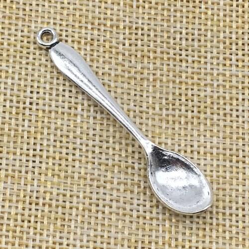 20Pcs Spoon Charms Pendant Antique Silver Color DIY Jewelry Making Handmade Crafts