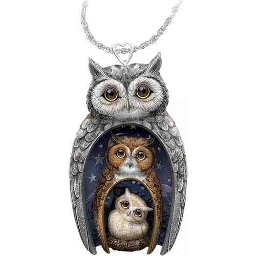 Owl Pendant Antique Elegant Lady Necklace Jewelry Accessories Christmas Anniversary Family Gift Accept Dropshipping