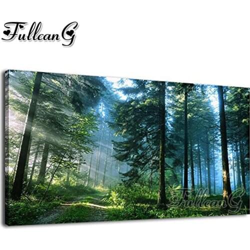 FULLCANG full square/round drill diy diamond painting forest landscape tree 5d mosaic embroidery sale cross stitch kits FC1151