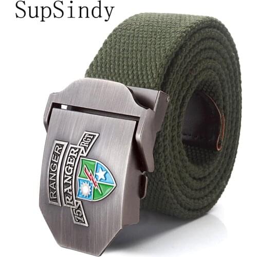 SupSindy canvas belts US 75th Ranger Regiment Alloy buckle military men belt Army tactical belts for Men Best quality male strap