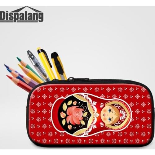 Russia Matryona Matryoshka Doll Women Designer Cosmetic Case Girl Fashion Pencil Bags For School Stationery Children Pen Box Bag