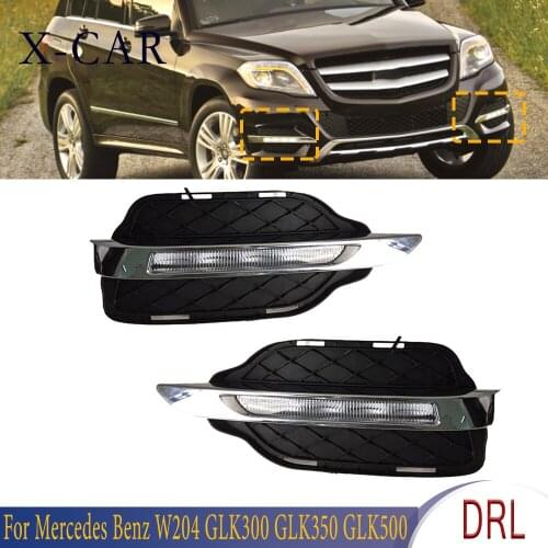 X-CAR Car Front Bumper LED DRL Daytime Running Light Fog Lamp For Mercedes Benz W204 GLK300 GLK350 GLK500 2013 2014 2015 2016
