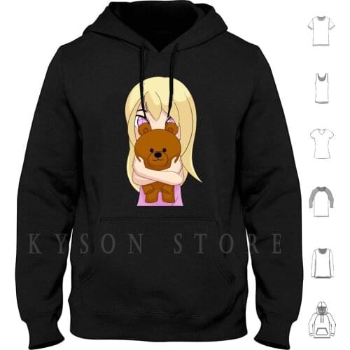 Little Girl Loli With Teddy Bear Hoodie long sleeve New Anime Loli Hug Teddybear Cute Original Blonde Littlegirl