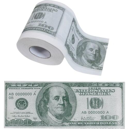 100 Dollar Bill Printed Toilet Paper America US Dollars Tissue Novelty Funny $100 Money Roll Gag Gift Toilet Paper Decorated