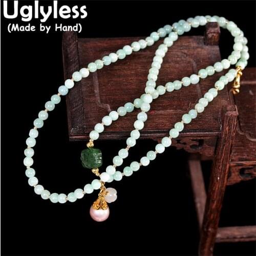 Uglyless 68CM Elastic Rope Multi Layers Natural Jadeite Bracelets for Women Multi Gemstones Bracelet 925 Sterling Silver Jewelry