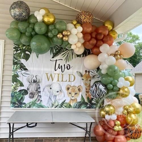 116pcs Bean Green Skin Balloons Garland Arch 4D Animals Striped Jungle Safari Baby Shower Birthday Party Home Decorations