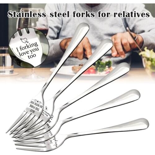 Engraved Fork Best Gift for Husband Wife and Family Letter Engraved Fork with Gift Box JW
