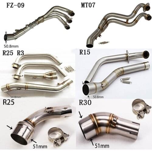 For Yamaha FZ09 MT07 FZ07 R15 R25 R3 R30 YZF FZ-09 MT09 MT-09 Motorcycle Exhaust Muffler Middle Mid Link Pipe Stainless Steel