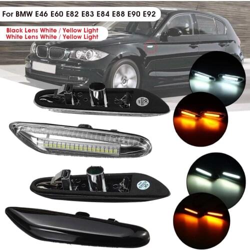 X-2pcs Car LED Side Marker Lights Repeater Turn Signal Indicator Lamp for BMW E46 E60 E82 E88 E90 E92 E93