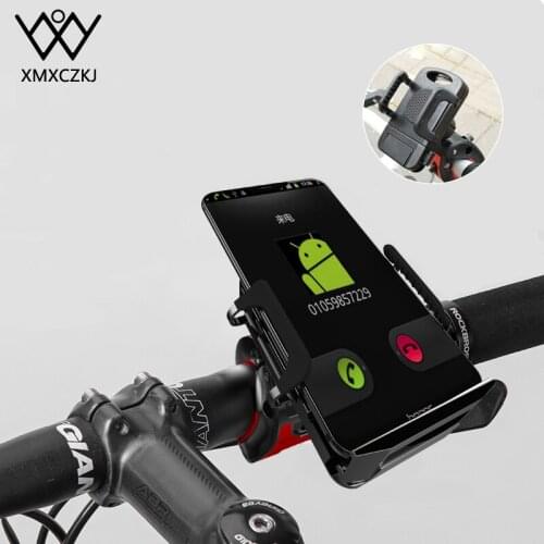 XMXCZKJ Bike Motorcycle Handlebar Mount Holder Bicycle Motorcycle Phone Holder Stand For iPhone Samsung GPS With Silicone Band