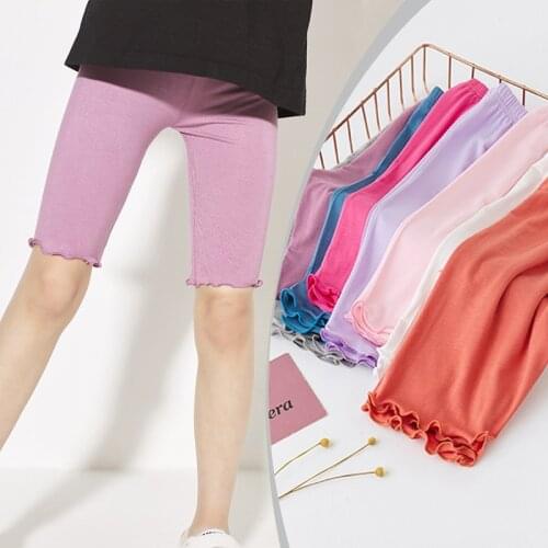 Girls Safety Pants Cotton Children Safety Shorts Girls Leggings Kids Skinny Pants Solid Bow Knee Length Underwear Summer