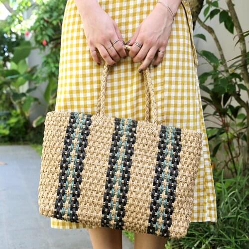 Womens Summer Bag Arrivals Large Capacity Women Woven Straw Handbags Beach Bag Casual Colorful Paper Rope Straw Bagrattan Bag