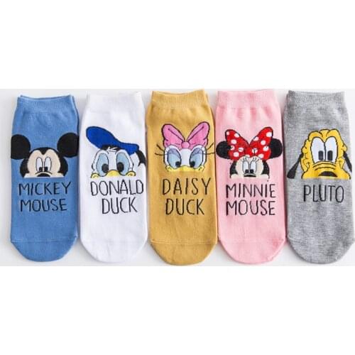 Diseney Mickey Mouse Spring and Summer New Ladies Shallow Mouth Cotton Socks Personality Cartoon Female Boat Socks Womens Socks