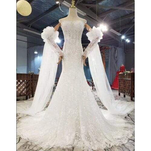 Gorgeous Mermaid Lace Wedding Dresses Appliques Beads Long Sleeves Romantic 2021 Bridal Dress For Women Vestido De Noiva