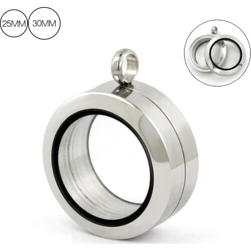 1PC Glass Locket Stainless Steel Floating Locket Pendant with Chain Screw Twist Living Memory Locket Necklace
