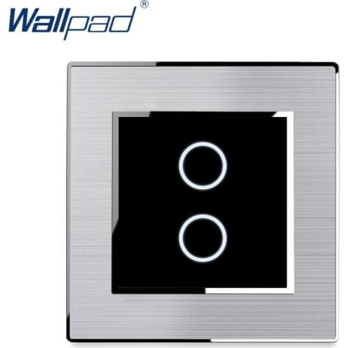 2 Gang 2 Way Touch Light Switch Stainless Steel Panel With Silver Border Wallpad Wall Switch 1000W AC110-230V