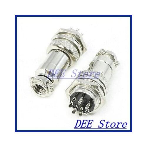 16mm 5/8" Dia Panel Mounting Screw 9 Pin Metal Aviation Connectors Plugs 2 Pcs