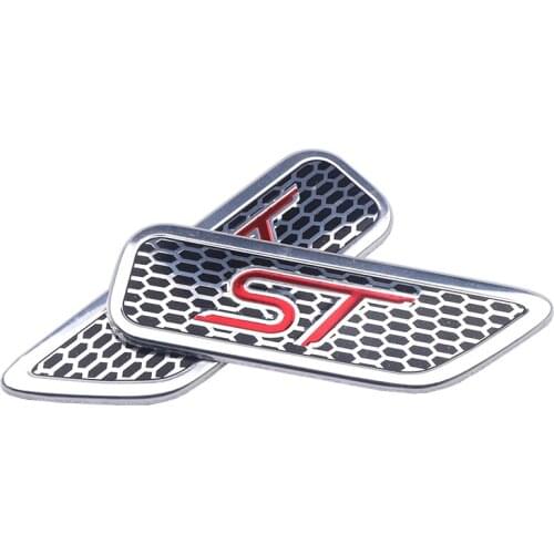 2PCS/Set aluminum ST Front Grille Sticker Car Head Grill Emblem Badge Sticker for FORD FIESTA FOCUS MONDEO Auto Car Styling