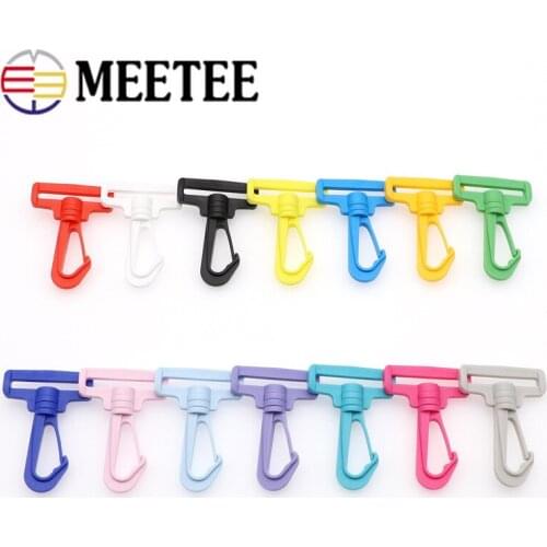 20pcs Meetee 38mm Plastic Rotating Hook Backpack Dog Collar Carbiner Buckles Luggage Webbing Hooks Sewing Accessories 14colors