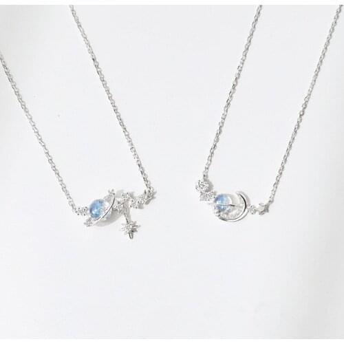 2021 New 925 Sterling Silver Planet Star Charm Necklace Creative Elegant Clavicle Chain Party Jewelry For Women Choker dz603