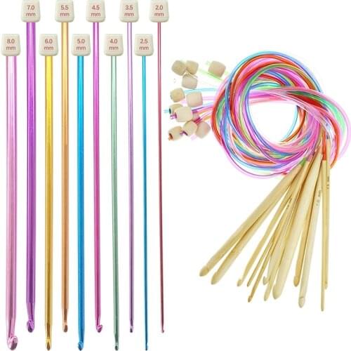 23Pcs Tunisian Crochet Hook Set Include Plastic Cable Afghan Crochet Hook And Tunisian Afghan Aluminum Knitting Needles