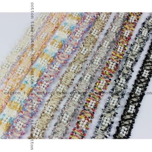 2Yds/lot 2.8cm wide Multi-color new double row beaded garden wind ribbon lace Colorful pearl clothing shoe bag accessories AC760