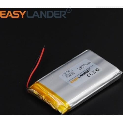 3 .7V 2500mAh 854165 Rechargeable li-Polymer Li-ion Battery For bluetooth headset GPS PSP PDA MP3 MP4 Mp5 Mobile Phone