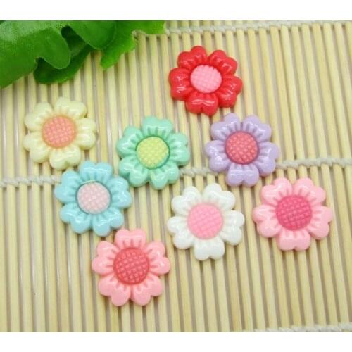 30Pcs Resin Mixed Sunflower Decoration Crafts Flatback Cabochon Scrapbooking Fit Hair Clips Embellishments Beads Diy