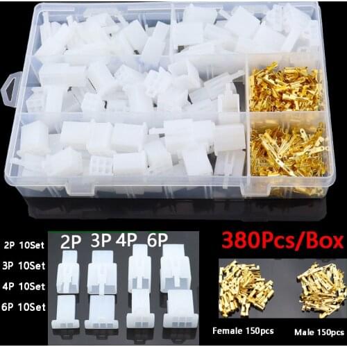 380Pcs/set Car Motorcycle Electrical 2.8mm 2 3 4 6 Pin Wire Terminal Connector Fixed Hook Male Female Terminals
