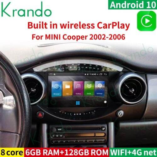 Krando 9" Android 10.0 6G 128G Car Radio Audio Player Multimedia GPS For BMW Mini Cooper 2004-2006 Headunit Wireless Carplay