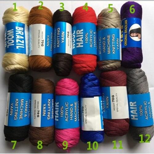 Free shipping brazil wool hair 14bundles 70g per bundle Hot Sale For Hair Braid Synthetic Hairs Ploy Yarn For Hair Weaving