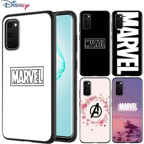 Black Cover Marvel Logo For Samsung Galaxy A01 A11 A12 A21 A21S A31 A41 A42 A51 A71 A32 A52 A72 A02S Soft Phone Case