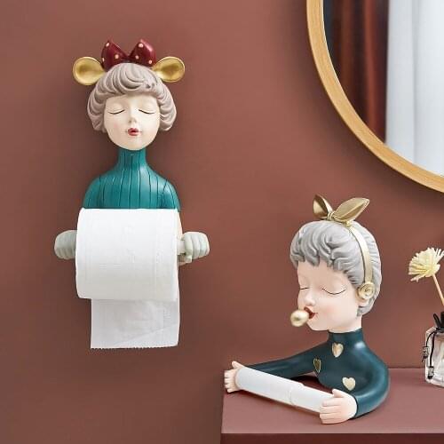 Model Decoration Bathroom Decor Accessories Nordic Home Decor Tissue Box Holder Napkin Holder Towel Rack Bubble Girl Character