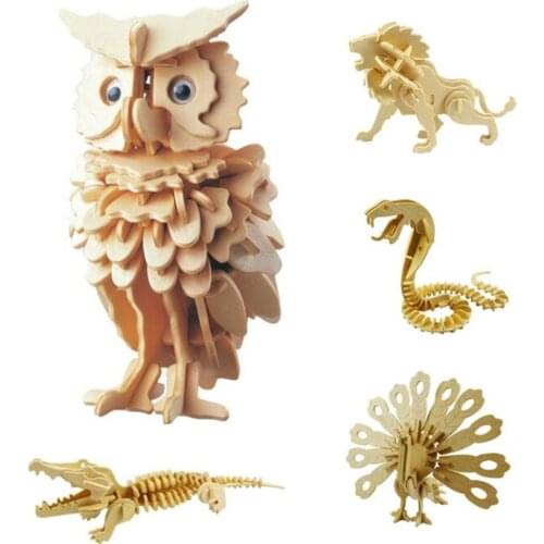 3D Owl Wooden Puzzle Jigsaw Wood Craft Modelling Toy Kit Kids DIY Educational Toy Handicrafts Child Gift